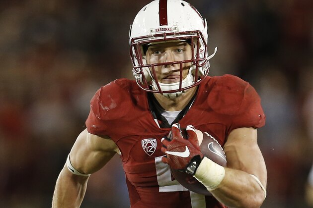 Stanford running back Christian McCaffrey during an NCAA college football game against UCLA Thursday, Oct. 15, 2015, Stanford, Calif. (AP Photo/Tony Avelar)