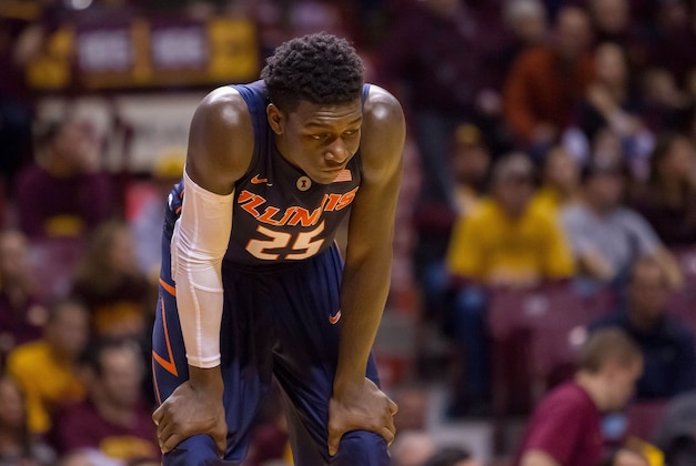 Jan 24, 2015; Minneapolis, MN, USA; Illinois Fighting Illini guard Kendrick Nunn (25) waits on the free throw line in the second half against the Minnesota Gophers at Williams Arena. The Minnesota Gophers beat the Illinois Fighting Illini 79-71. Mandatory Credit: Brad Rempel-USA TODAY Sports