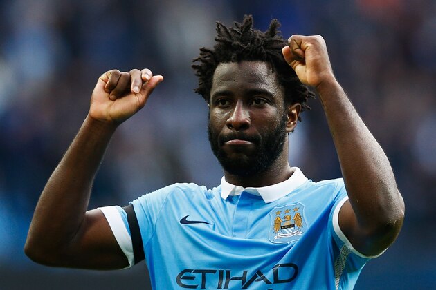 MANCHESTER, ENGLAND - OCTOBER 17:  Wilfred Bony of Manchester City celebrates scoring his team's fifth goal during the Barclays Premier League match between Manchester City and A.F.C. Bournemouth at Etihad Stadium on October 17, 2015 in Manchester, England.  (Photo by Dean Mouhtaropoulos/Getty Images)