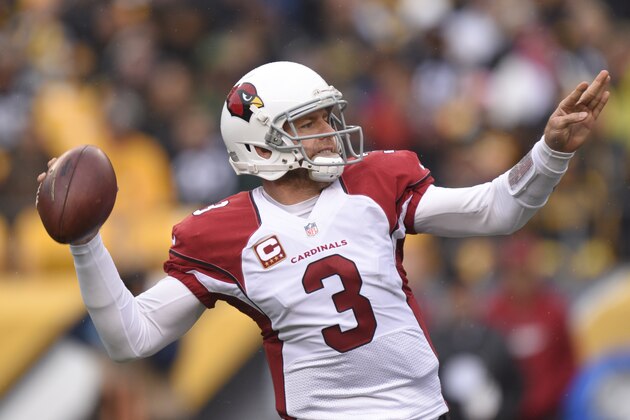 Arizona Cardinals quarterback Carson Palmer (3) passes against the Pittsburgh Steelers in the first quarter of an NFL football game, Sunday, Oct. 18, 2015, in Pittsburgh. (AP Photo/Don Wright)