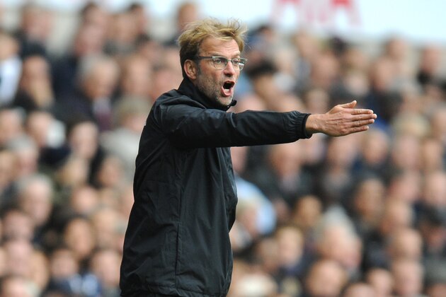 Liverpool manager Juergen Klopp gestures during the English Premier League soccer match between Tottenham Hotspur and Liverpool at the White Hart Lane, London, England, Saturday, Oct. 17, 2015. (AP Photo/Rui Vieira)