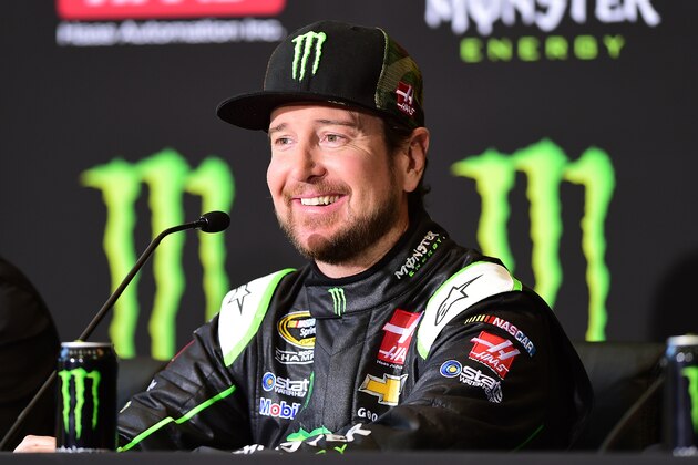 KANNAPOLIS, NC - OCTOBER 21:  Kurt Busch, driver of the #41 Stewart-Haas Racing Chevrolet, answers questions from the media during a press conference announcing Monster Energy as a co-sponsor on the #41 Stewart-Haas Racing Chevrolet at Stewart-Haas Racing on October 21, 2015 in Kannapolis, North Carolina. Monster Energy will team with Busch for a multiyear deal which will include primary sponsorship (hood) for 17 races, secondary sponsorship (quarter panel) for 18 races, and one full primary race sponsorship.  (Photo by Jared C. Tilton/Stewart-Haas Racing via Getty Images)