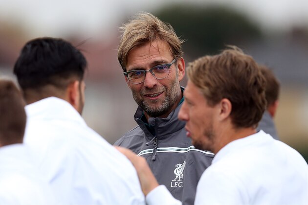 LIVERPOOL, ENGLAND - OCTOBER 21: Liverpool manager Jurgen Klopp looks on during a Liverpool training session at Melwood Training Ground on October 21, 2015 in Liverpool, England. (Photo by Chris Brunskill/Getty Images)