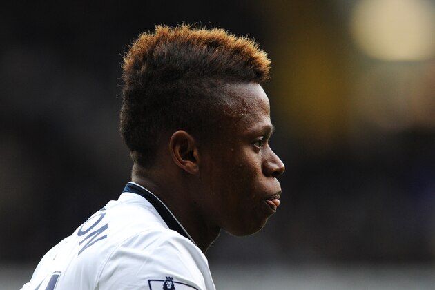 Tottenham’s Clinton Njie during the English Premier League soccer match between Tottenham Hotspur and Liverpool at the White Hart Lane, London, England, Saturday, Oct. 17, 2015. (AP Photo/Rui Vieira)