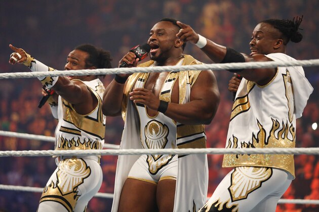 NEW YORK, NY - AUGUST 23:  New Day enter the ring at the WWE SummerSlam 2015  at Barclays Center of Brooklyn on August 23, 2015 in New York City.  (Photo by JP Yim/Getty Images)