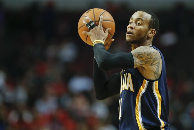 Oct 20, 2015; Chicago, IL, USA; Indiana Pacers guard Monta Ellis (11) looks to pass the ball against the Chicago Bulls during the second half of the NBA preseason game at United Center. Mandatory Credit: Kamil Krzaczynski-USA TODAY Sports