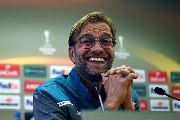 Liverpool's German manager Jurgen Klopp gives a press conference in Liverpool, northwest England, on October 21, 2015, on the eve of their UEFA Europa League group B football match against Rubin Kazan. AFP PHOTO / PAUL ELLIS        (Photo credit should read PAUL ELLIS/AFP/Getty Images)