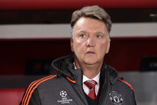 Manchester United's manager Louis van Gaal takes his place on the touchline before the Champions League Group B soccer match between CSKA Moscow and Manchester United at the Arena Khimki stadium in Moscow, Russia, on Wednesday, Oct. 21, 2015. (AP Photo/Ivan Sekretarev)
