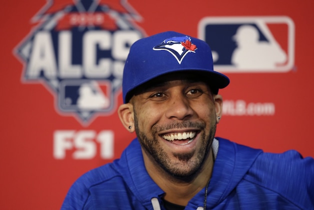 Toronto Blue Jays starting pitcher David Price smiles during a news conference at Kauffman Stadium in Kansas City, Mo., Thursday, Oct. 22, 2015. The Blue Jays face the Kansas City Royals in game six of the ALCS on Friday. (AP Photo/Orlin Wagner)