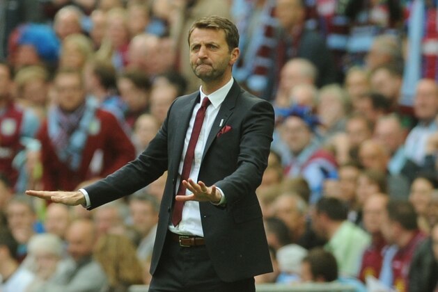 Aston Villa manager Tim Sherwood during the English FA Cup final soccer match between Aston Villa and Arsenal at Wembley stadium in London, Saturday, May 30, 2015. Arsenal won the match 4-0. (AP Photo/Rui Vieira)