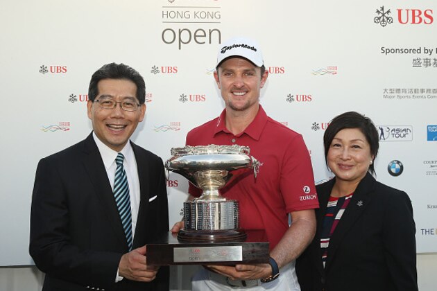 HONG KONG - OCTOBER 25:  Justin Rose of England celebrates with the trophy after winning the final round of the UBS Hong Kong Open at The Hong Kong Golf Club on October 25, 2015 in Hong Kong, Hong Kong.  (Photo by Ian Walton/Getty Images)