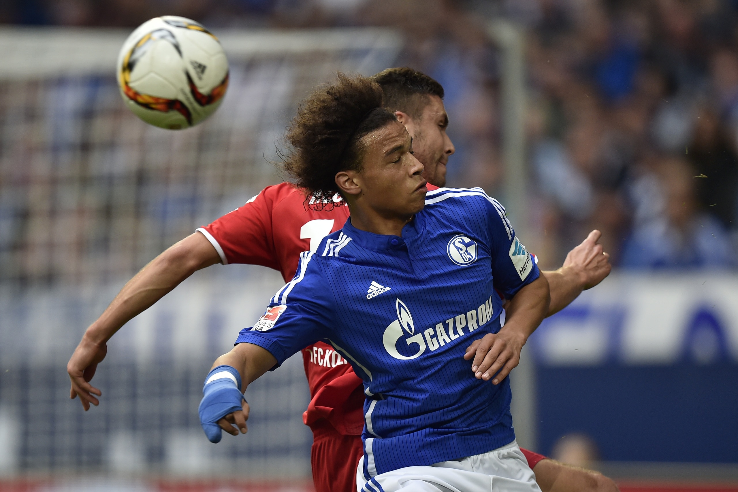 Schalke's Leroy Sane, front, misses the ball during the German Bundesliga soccer match between FC Schalke 04 and 1.FC Cologne in Gelsenkirchen, Germany, Sunday, Oct. 4, 2015. (AP Photo/Martin Meissner) Schalke's Leroy Sane, front, misses the ball during the German Bundesliga soccer match between FC Schalke 04 and 1.FC Cologne in Gelsenkirchen, Germany, Sunday, Oct. 4, 2015. (AP Photo/Martin Meissner)