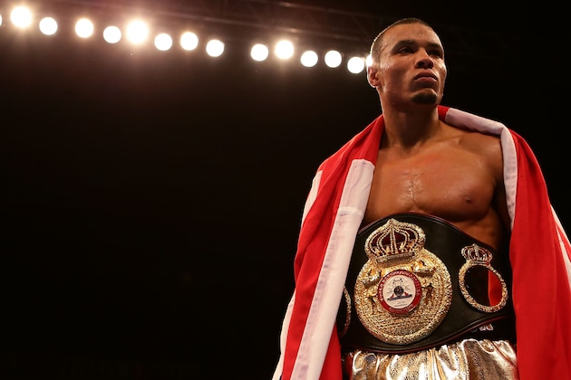 SHEFFIELD, ENGLAND - OCTOBER 24:  Christopher Eubank Jr of Brighton celebrates defeating Tony Jetter of USA to win the WBA World Interim Middleweight Championship at Motorpoint Arena on October 24, 2015 in Sheffield, England.  (Photo by Daniel Smith/Getty Images)