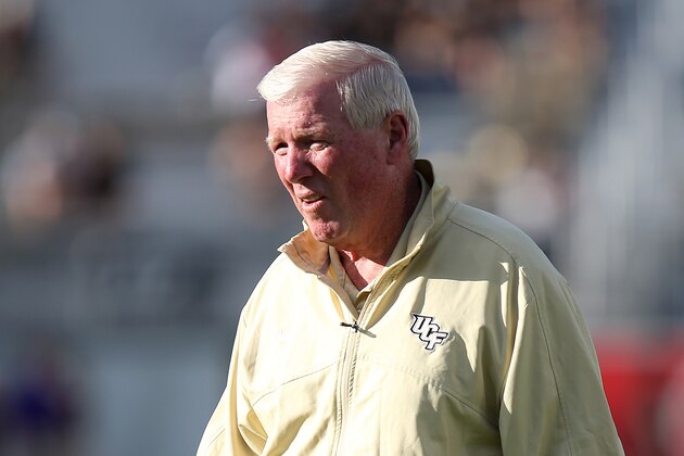 ORLANDO, FL - SEPTEMBER 19:  Head coach George O'Leary of the UCF Knights walks on the field prior to NCAA football game between the Furman Paladins and the UCF Knights at Bright House Networks Stadium on September 19, 2015 in Orlando, Florida. (Photo by Alex Menendez/Getty Images)