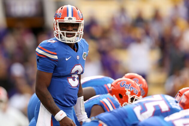 BATON ROUGE, LA - OCTOBER 17:  Treon Harris #3 of the Florida Gators warms up prior to playing the LSU Tigers at Tiger Stadium on October 17, 2015 in Baton Rouge, Louisiana.  (Photo by Chris Graythen/Getty Images)