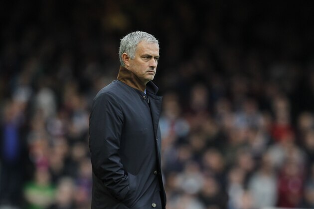 Chelsea's Portuguese manager Jose Mourinho is pictured during the English Premier League football match between West Ham United and Chelsea at The Boleyn Ground in Upton Park, east London on October 24, 2015. AFP PHOTO / IAN KINGTON

RESTRICTED TO EDITORIAL USE. No use with unauthorized audio, video, data, fixture lists, club/league logos or 'live' services. Online in-match use limited to 75 images, no video emulation. No use in betting, games or single club/league/player publications.        (Photo credit should read IAN KINGTON/AFP/Getty Images)