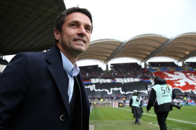 LYON, FRANCE - APRIL 28: Remi Garde, coach of Lyon looks on during the Ligue 1 match between Olympique Lyonnais, OL, and AS Saint-Etienne, ASSE, at the Stade Gerland on April 28, 2013 in Lyon, France. (Photo by John Berry/Getty Images)