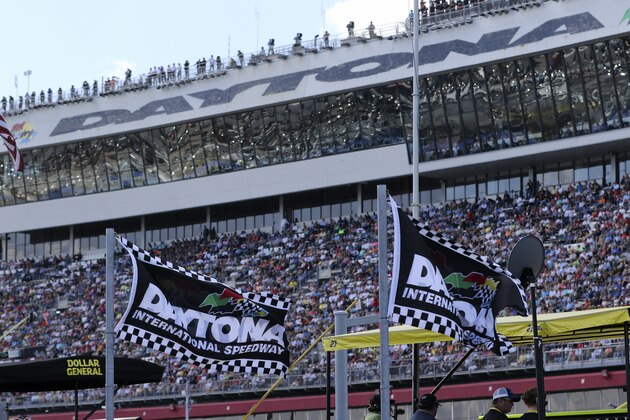 The grandstands during the Daytona 500 auto race on Feb., 22, 2015 in Daytona Beach, Fla. (AP Photo/Reinhold Matay