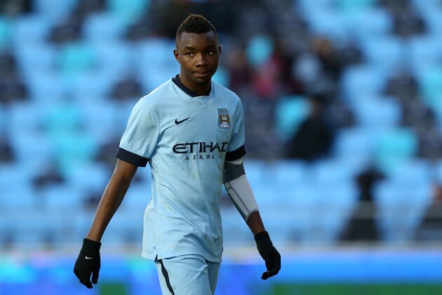 MANCHESTER, ENGLAND - FEBRUARY 24:  Thierry Ambrose of Manchester City FC during the UEFA Youth League Round of 16 match between Manchester City FC and FC Schalke 04 at City Football Academy on February 24, 2015 in Manchester, England.  (Photo by Jan Kruger/Getty Images)