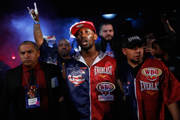 ARLINGTON, TX - APRIL 18:  Terence Crawford enters the arena to take on Thomas Dulorme of Puerto Rico in their WBO Jr. Welterweight Title Bout at College Park Centeron April 18, 2015 in Arlington, Texas.  (Photo by Tom Pennington/Getty Images)