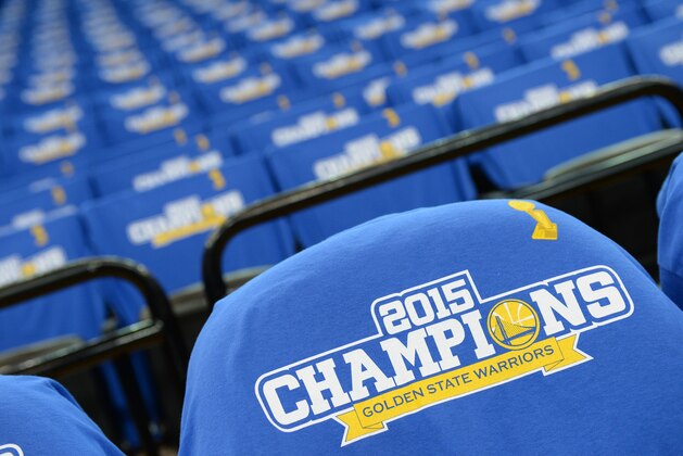 OAKLAND, CA - OCTOBER 27:  A general view of seats are seen before the game between the New Orleans Pelicans and Golden State Warriors on October 27, 2015 at Oracle Arena in Oakland, California. NOTE TO USER: User expressly acknowledges and agrees that, by downloading and or using this photograph, user is consenting to the terms and conditions of Getty Images License Agreement. Mandatory Copyright Notice: Copyright 2015 NBAE (Photo by Noah Graham/NBAE via Getty Images)