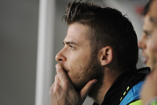 LOGRONO, SPAIN - OCTOBER 09:  David de Gea of Spain looks on before the UEFA EURO 2016 Qualifier group C match between Spain and Luxembourg at Estadio Municipal Las Gaunas on October 9, 2015 in Logrono, Spain.  (Photo by Denis Doyle/Getty Images)