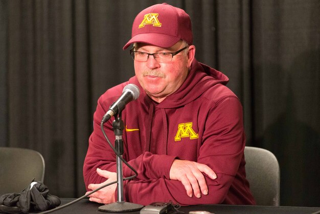 Nov 29, 2014; Madison, WI, USA; Minnesota Golden Gophers head coach Jerry Kill following the game against the Wisconsin Badgers at Camp Randall Stadium. Wisconsin won 34-24.  Mandatory Credit: Jeff Hanisch-USA TODAY Sports
