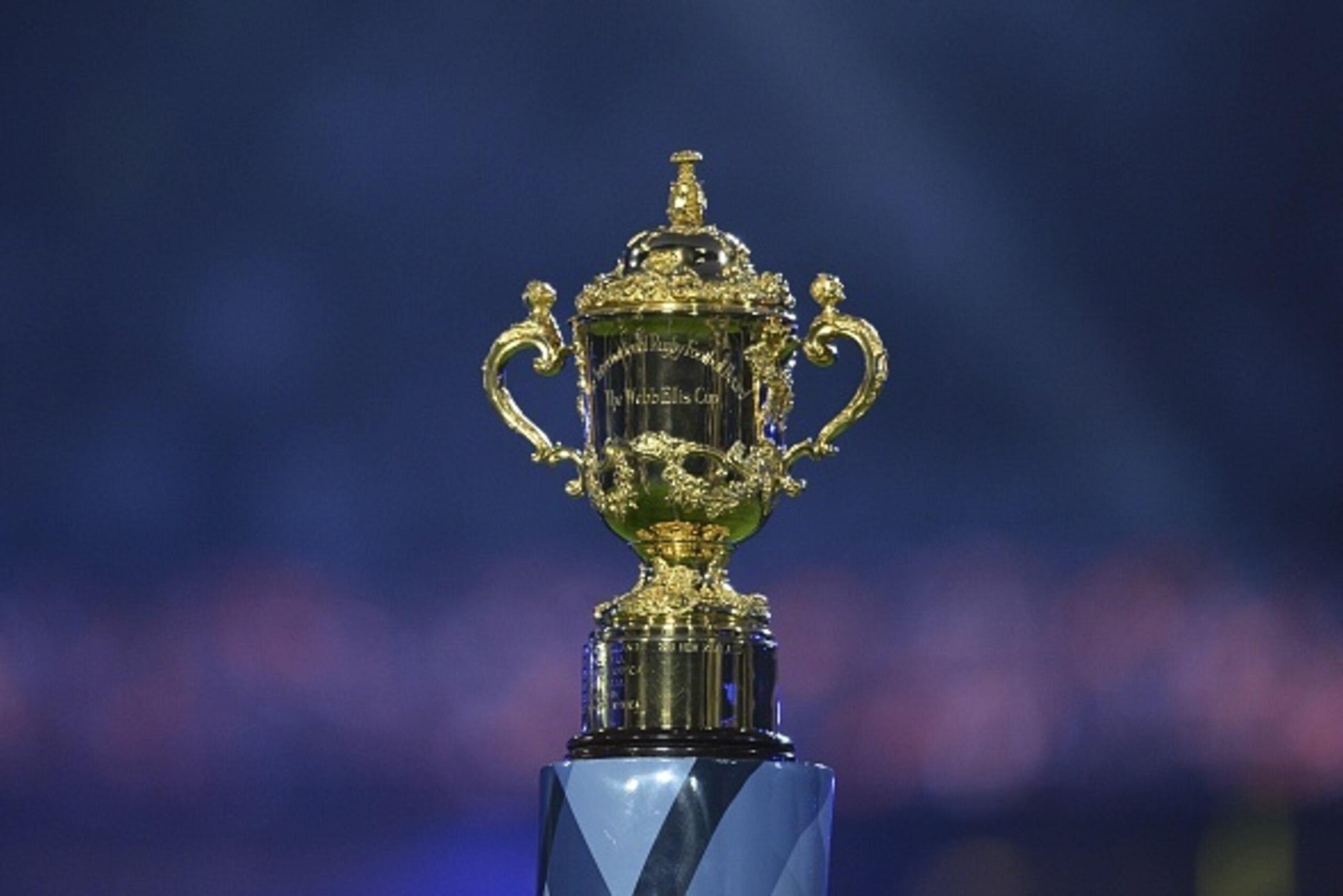 A picture shows the  Webb Ellis Cup during the opening ceremony of the 2015 Rugby World Cup at Twickenham stadium in south west London on September 18, 2015. AFP PHOTO / GLYN KIRK

RESTRICTED TO EDITORIAL USE, NO USE IN LIVE MATCH TRACKING SERVICES, TO BE USED AS NON-SEQUENTIAL STILLS        (Photo credit should read GLYN KIRK/AFP/Getty Images)