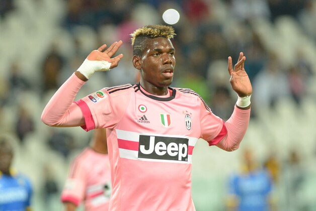 Juventus' Paul Pogba reacts after a missing a scoring chance during a Serie A soccer match between Juventus and Frosinone at the Juventus stadium, in Turin, Italy, Wednesday, Sept. 23, 2015. (AP Photo/ Massimo Pinca)