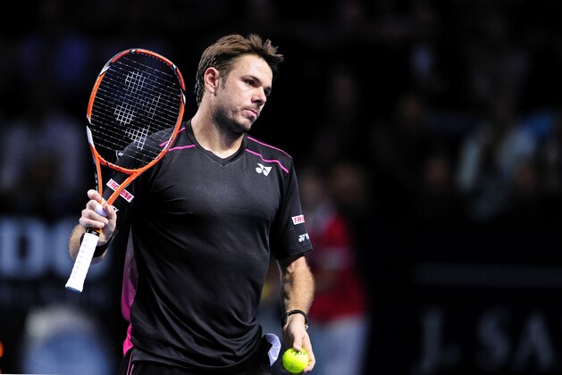 BASEL, SWITZERLAND - OCTOBER 28:  Stan Wawrinka of Switzerland in action during the second day of the Swiss Indoors ATP 500 tennis tournament against Ivo Karlovic of Croatia at St Jakobshalle on October 28, 2015 in Basel, Switzerland.  (Photo by Harold Cunningham/Getty Images)