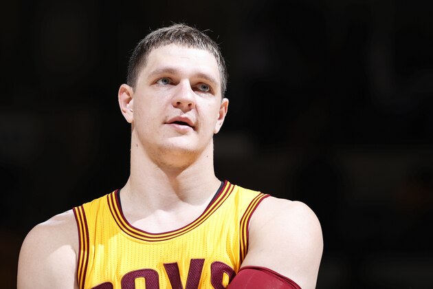 CINCINNATI, OH - OCTOBER 7: Timofey Mozgov #20 of the Cleveland Cavaliers looks on against the Atlanta Hawks during a preseason game at Cintas Center on October 7, 2015 in Cincinnati, Ohio. The Hawks defeated the Cavaliers 98-96. NOTE TO USER: User expressly acknowledges and agrees that, by downloading and or using the photograph, User is consenting to the terms and conditions of the Getty Images License Agreement. (Photo by Joe Robbins/Getty Images)