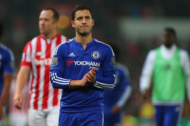 STOKE ON TRENT, ENGLAND - OCTOBER 27:  Eden Hazard of Chelsea after the Capital One Cup Fourth Round match between Stoke City and Chelsea at Britannia Stadium on October 27, 2015 in Stoke on Trent, England.  (Photo by Catherine Ivill - AMA/Getty Images)