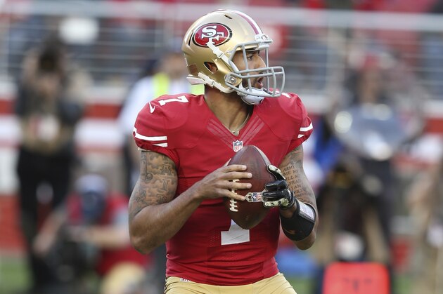 San Francisco 49ers Quarterback Colin Kapernick (7) in action during the third quarter in the game against the Washington Redskins at Levi's Stadium during an NFL game in Santa Clara, CA., on Sunday, Nov. 23, 2014. (AP Photo/David Seelig) San Francisco 49ers Quarterback Colin Kapernick (7) in action during the third quarter in the game against the Washington Redskins at Levi's Stadium during an NFL game in Santa Clara, CA., on Sunday, Nov. 23, 2014. (AP Photo/David Seelig)