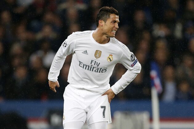 PARIS, FRANCE - OCTOBER 21: Cristiano Ronaldo of Real Madrid reacts during the UEFA Champions League match between Paris Saint-Germain (PSG) and Real Madrid at Parc des Princes stadium on October 21, 2015 in Paris, France. (Photo by Jean Catuffe/Getty Images)
