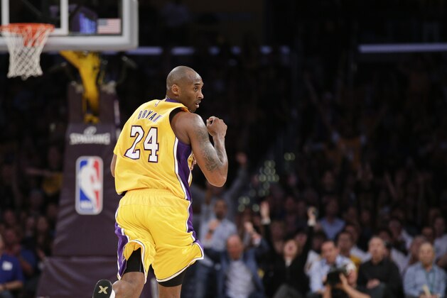 Los Angeles Lakers' Kobe Bryant makes his way down the court during the first half of an NBA basketball game against the Minnesota Timberwolves, Wednesday, Oct. 28, 2015, in Los Angeles. (AP Photo/Jae C. Hong)