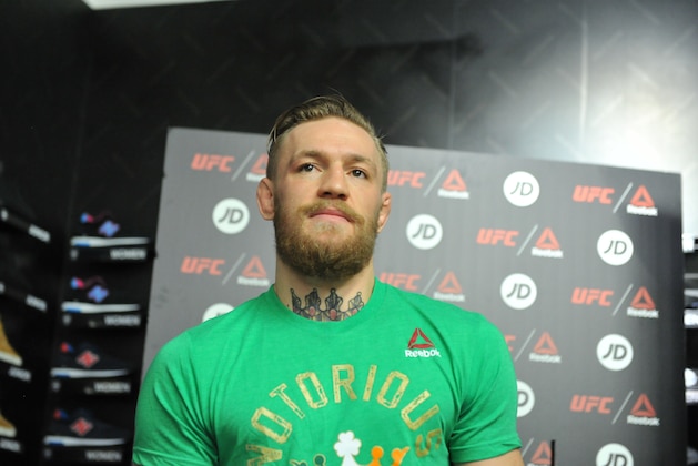DUBLIN, IRELAND - OCTOBER 22:  Conor McGregor meets fans at a Reebok UFC Combat Gear retail event held at JD Sports on October 22, 2015 in Dublin, Ireland.  (Photo by Clodagh Kilcoyne/Getty Images for Reebok)