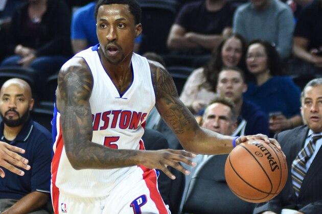 Oct 21, 2015; Auburn Hills, MI, USA; Detroit Pistons guard Kentavious Caldwell-Pope (5) during the game against the Charlotte Hornets at The Palace of Auburn Hills. Mandatory Credit: Tim Fuller-USA TODAY Sports