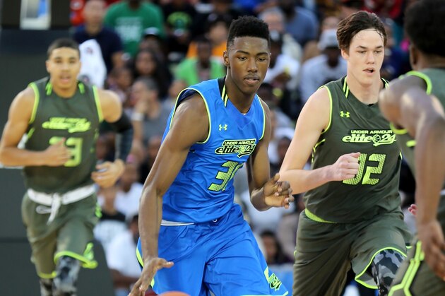 Team Freedom's Harry Giles #31in action against Team Liberty during the Under Armour Elite 24 Game on Saturday, August 23, 2014 in Brooklyn, NY.  (AP Photo/Gregory Payan)