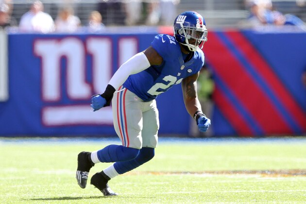New York Giants safety Landon Collins #21 during an NFL game against the Atlanta Falcons at MetLife Stadium in East Rutherford, N.J. on Sunday, Sept. 20, 2015. (AP Photo/Brad Penner)