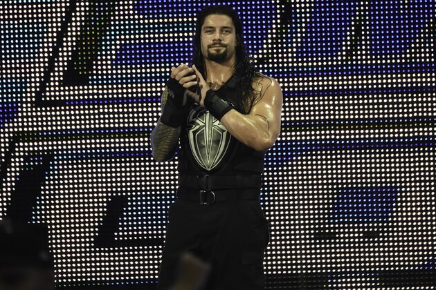 MIAMI, FL- SEPTEMBER 01: Roman Reigns looks on during the WWE Smackdown on September 1, 2015 at the American Airlines Arena in Miami, Florida.  (Photo by Ron ElkmanSports Imagery/Getty Images)