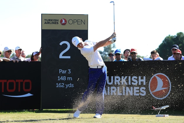 ANTALYA, TURKEY - OCTOBER 30:  Rory McIlroy of Northern Ireland tees off on the 2nd during the second round of the Turkish Airlines Open at The Montgomerie Maxx Royal Golf Club on October 30, 2015 in Antalya, Turkey.  (Photo by Jan Kruger/Getty Images)