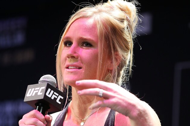 SYDNEY, AUSTRALIA - SEPTEMBER 17:  Holly Holm speaks during a UFC 193 Sydney Fan Event on September 17, 2015 in Sydney, Australia.  (Photo by Brendon Thorne/Zuffa LLC/Zuffa LLC via Getty Images)