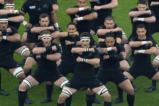 New Zealand's flanker and captain Richie McCaw (C) leads the haka before  a semi-final match of the 2015 Rugby World Cup between South Africa and New Zealand at Twickenham Stadium, southwest London, on October 24, 2015.  AFP PHOTO / GLYN KIRK

RESTRICTED TO EDITORIAL USE, NO USE IN LIVE MATCH TRACKING SERVICES, TO BE USED AS NON-SEQUENTIAL STILLS        (Photo credit should read GLYN KIRK/AFP/Getty Images)
