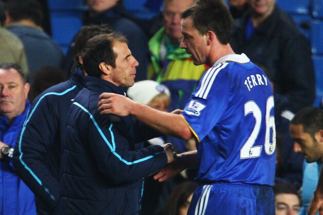 LONDON - DECEMBER 14:  West Ham United Manager Gianfranco Zola shakes hands with John Terry of Chelsea after the Barclays Premier League match between Chelsea and West Ham United at Stamford Bridge on December 14, 2008 in London, England.  (Photo by Phil Cole/Getty Images)