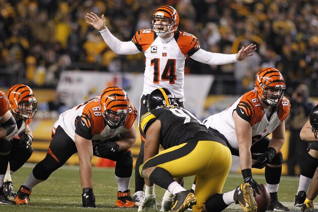 PITTSBURGH, PA - DECEMBER 28:  Andy Dalton #14 of the Cincinnati Bengals plays against the Pittsburgh Steelers on December 28, 2014 at Heinz Field in Pittsburgh, Pennsylvania.  (Photo by Justin K. Aller/Getty Images)