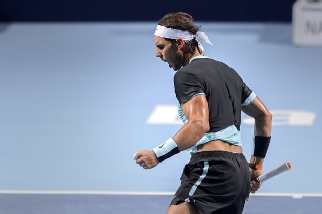 Spain's Rafael Nadal reacts after a winning point during his quarter-final match Croatia's Marin Cilic at the Swiss Indoors tennis tournament on October 30, 2015 in Basel, northern Switzerland. AFP PHOTO / FABRICE COFFRINI        (Photo credit should read FABRICE COFFRINI/AFP/Getty Images)