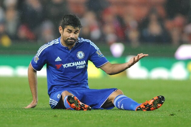 Chelsea’s Diego Costa reacts before being substituted during the English League Cup Fourth Round soccer match between Stoke City and Chelsea at the Britannia Stadium, Stoke on Trent, England, Tuesday, Oct. 27, 2015. (AP Photo/Rui Vieira)