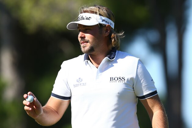 ANTALYA, TURKEY - NOVEMBER 1 : Victor Dubuisson of France reacts on the 10th green while saving his par after dropping a shot in the trees during the final round of the Turkish Airlines Open at The Montgomerie Maxx Royal Golf Club on November 1, 2015 in Antalya, Turkey. (Photo by Mark Runnacles/Getty Images)