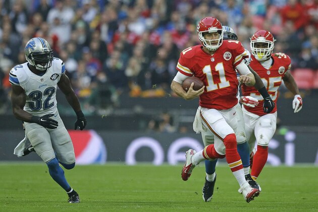 Kansas City Chiefs quarterback Alex Smith (11) runs with the ball during the NFL football game between Detroit Lions and Kansas City Chiefs Wembley Stadium in London, Sunday, Nov. 1, 2015. (AP Photo/Matt Dunham) Kansas City Chiefs quarterback Alex Smith (11) runs with the ball during the NFL football game between Detroit Lions and Kansas City Chiefs Wembley Stadium in London, Sunday, Nov. 1, 2015. (AP Photo/Matt Dunham)