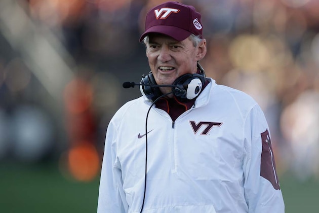 Virginia Tech head coach Frank Beamer in action during the second half of an NCAA college football game against Virginia Tech, Saturday, Sept. 19, 2015 in West Lafayette, Ind. Virginia Tech won the game 51-24. (AP Photo/Darron Cummings)